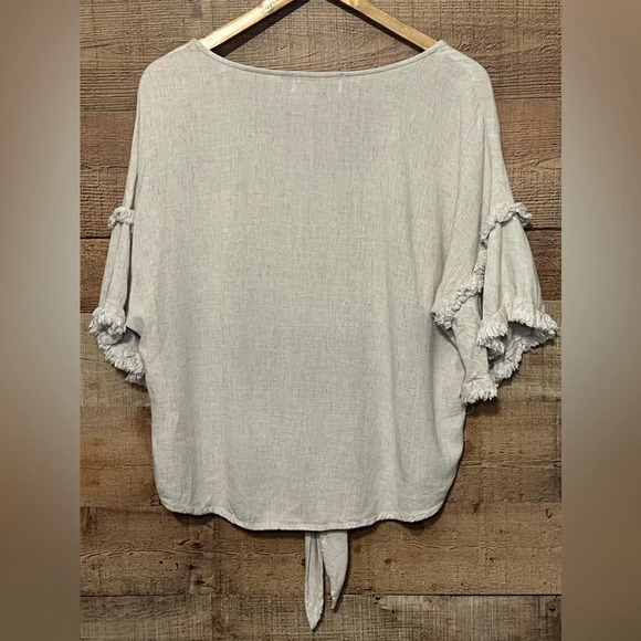 🌻 Bad Little Country Girl Tina size Sm Linen Blend Blouse Costal Beach Country - Picture 2 of 6